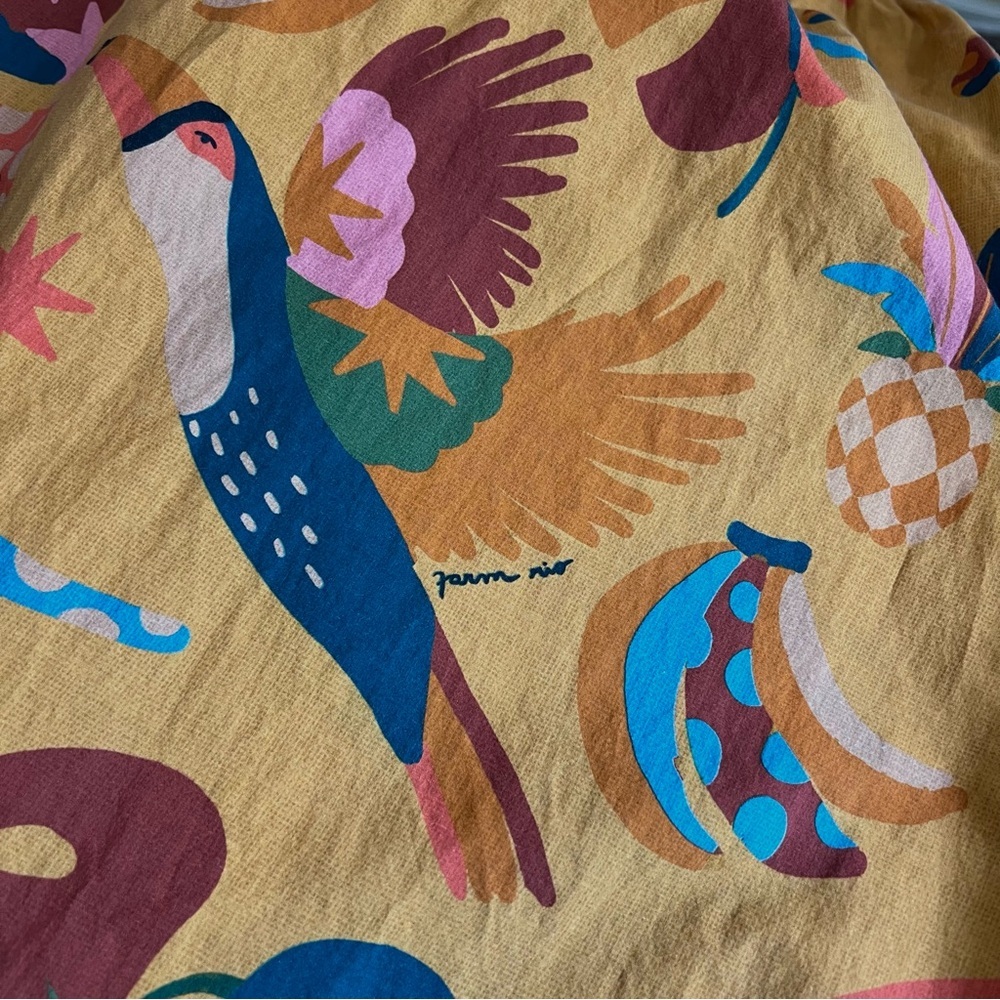 Farm Rio x Anthropologie One Shoulder Tropical Puff Sleeve Maxi Dress Large - Picture 13 of 16